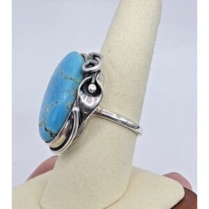 Large‎ Oval Turquoise Ring Sterling Silver 925 Size 8.5 Navajo Handmade NWOT